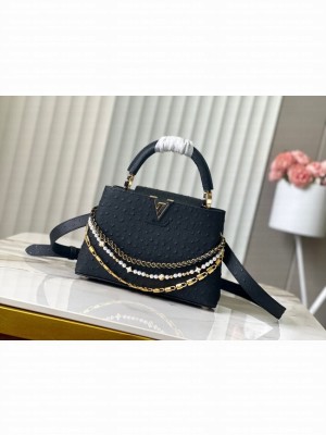 Louis Vuitton Ostrich Capucines BB M12345 black