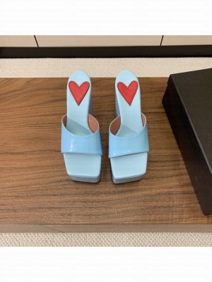 Alaïa WEDGE MULES IN PATENT LEATHER BLUE