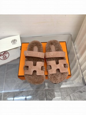 Hermes woolskin Oran Flat Slide Sandals 152 2022 Collection