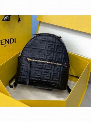 Fendi FF Leather Mini Backpack Black  2021 Collection