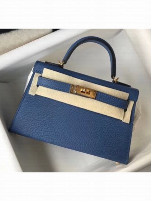 Hermes Mini Kelly II Handbag in Original Epsom Leather Deep Blue(Gold Hardware) Collection