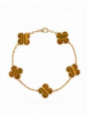 Van Cleef & Arpels Women's Vintage Alhambra Bracelet, 5 Motifs Red