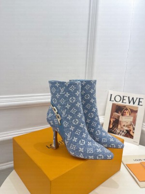 Louis Vuitton Sparkle Heel Ankle Boots 6.5cm in Monogram Denim Blue 2023
