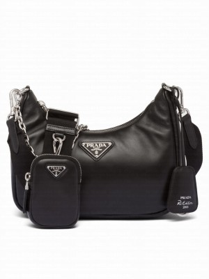 Prada Padded Nappa-leather Prada Re-Edition 2005 Shoulder Bag 1BH204 Black