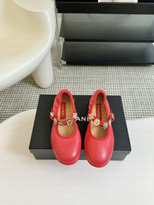 Chanel Lambskin  Mary Jane Red