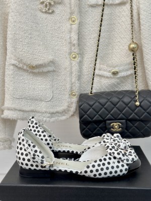 Chanel Dots Leather Mary Janes Slide White