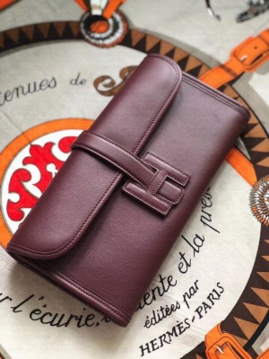 Hermes Jige Elan 29 Swift Clutch Bag burgundy