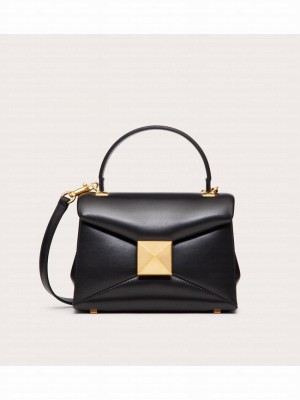 VALENTINO ONE STUD mini sheepskin shoulder bag WB0L13M black&gold