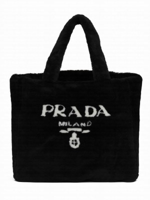 Prada Shearling Tote 1BG130 Black
