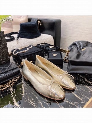 Chanel Ballerina Flats Lambskin Leather Spring/Summer 2021 Collection, Gold