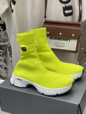 Balenciaga Speed 3.0 Knit Sock Short Boots Neon Green 2021 Collection