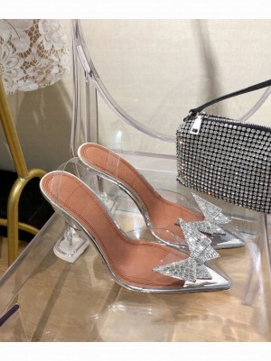 Amina Muaddi                                                                                        Rosie Glass crystal-embellished pump white