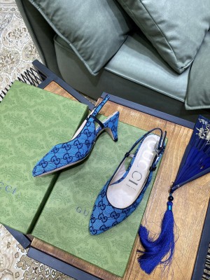 Gucci Women's GG Multicolo canvas sling back Blue 2021 Collection