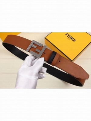 Fendi FF Buckle Calfskin Reversible Belt Black/Brown/Silver