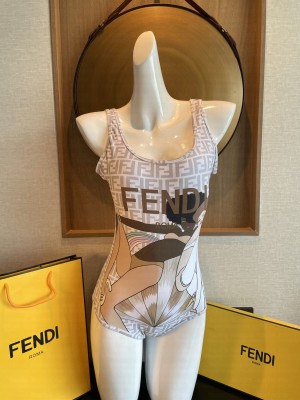 Fendi Rainbow Girl Print high elasticity Swimsuit Surfwear 2022 Collection 073