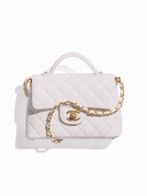 Chanel Small Flap Bag With Top Handle AS5355 White
