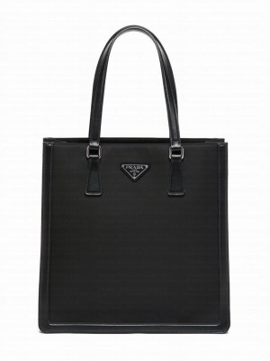 Prada Leather And Nylon Tote Bag 1BG363 Black