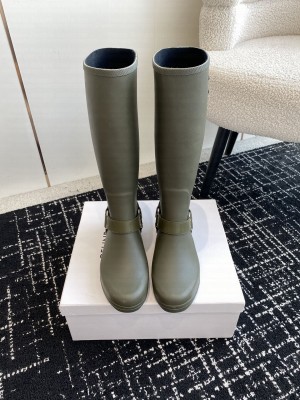 HIGH CELINE RAIN BOOTS IN RUBBER AND CALFSKIN KHAKI