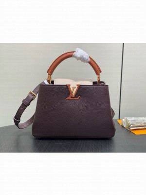 Louis Vuitton Capucines BB M12345 Chocolate & Quartz & Tan