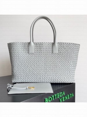 Bottega Veneta Large intreccio leather tote bag 608811 Gray