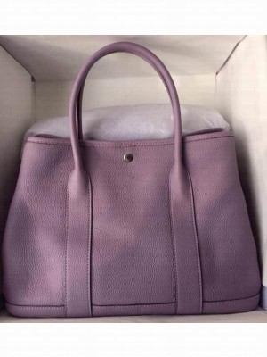 Hermes Leather Garden Party Medium Bag In Lavender