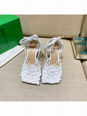 Bottega Veneta Mesh and Lambskin Stretch Sandals Spring/Summer 2022 Collection,White