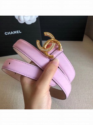 Chanel Width 2.5cm Smooth Calfskin Belt With Crystal CC Buckle Pink 2020 Collection