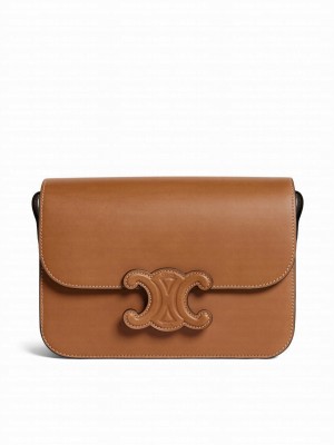 Celine Classique Cuir Triomphe Bag In Natural Calfskin Coffee