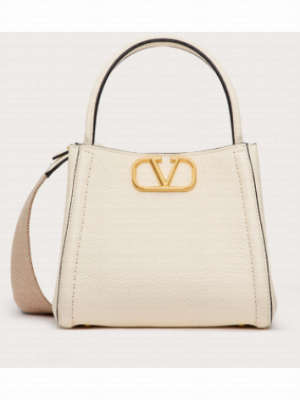 VALENTINO Alltime small grain calfskin bag B0Q26 white
