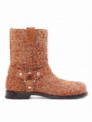 Loewe Women's Campo Biker Boot In Brushed Suede Coffee