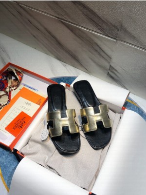 Hermes Oran Flat slippers in Box calfskin 028 2021 Collection