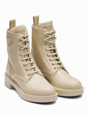 Prada Women's Brushed-Leather And Re-Nylon Boots 1T782M Apricot