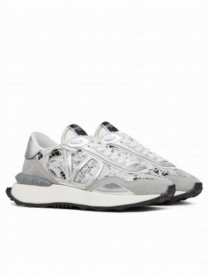 Valentino Unisex Lace And Mesh Lacerunner Sneaker Silver