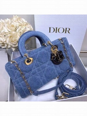 DIOR MEDIUM LADY D-JOY BAG Cannage Denim M0540O blue