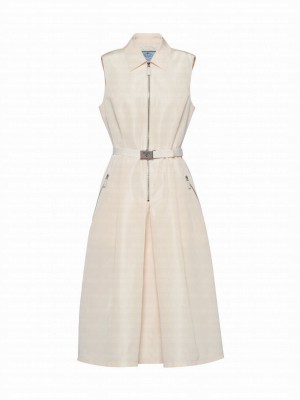 Prada Women's Faille Midi-dress Cream