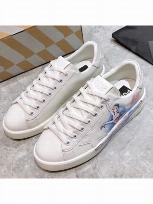 Golden Goose Graffiti White Calfskin Sneaker Blue Spring/Summer 2021 Collection 44 