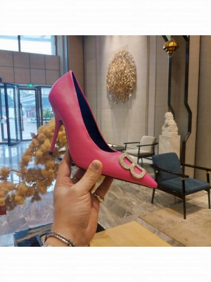 Balenciaga Crystal BB Logo 85mm Calfskin leather Pink Pumps 2022
