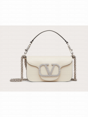 VALENTINO MINI LOCO imitation crystal shoulder bag WB0K53K ivory