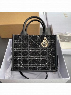 Small Dior Toujours Bag Black Cannage Tweed M1325OW