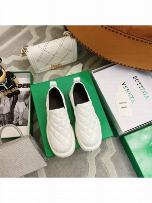 Bottega Veneta Quilted Lambskin Flat Loafers White 2021 Collection
