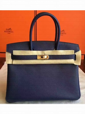 Hermes Birkin 30/35 Bag In Original Epsom Leather With Gold/Silver Hardware Sapphire