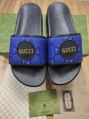 Gucci Unisex Off The Grid GG Nylon Flat Slide Sandals 2022 Collection,Blue