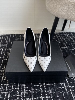 Alexander Wang 10cm White Silk With Crystal Pointed Pump