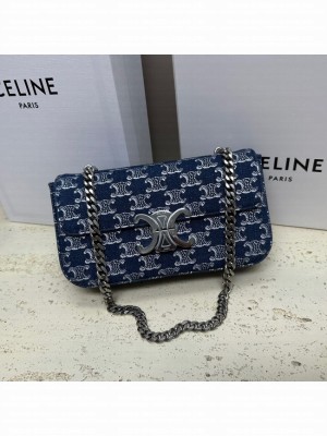 CELINE CHAIN SHOULDER BAG Denim Blue 197993