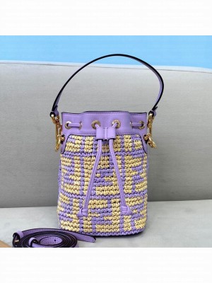 Fendi Raffia Mon Tresor Mini Bucket Bag Purple  2021 Collection