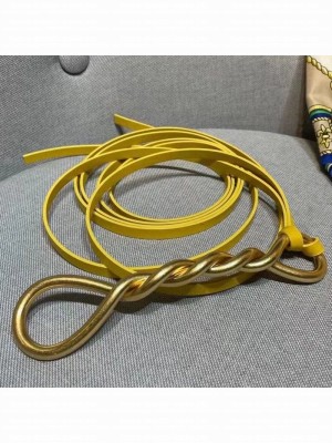 Bottega Veneta Calfskin Belt 1.6cm with Twisted Buckle Yellow  2021 Collection