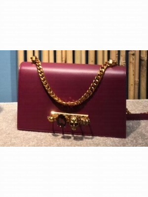 Alexander Mcqueen Jewelled Satchel Bag Smooth Calf Leather Dark Rose