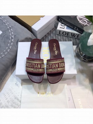 Dior Dway Slide Burgundy Embroidered Cotton 2023 Collection 07