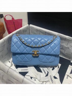 CHANEL FLAP BAG Lambskin 23365 blue