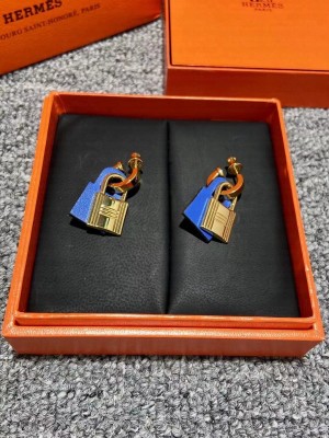 hermes lock earrings blue 2021
